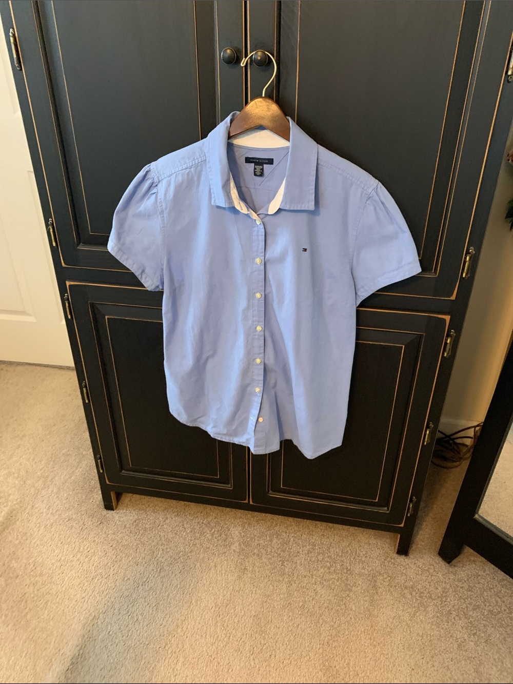 Tommy Hilfiger Short Sleeve Button Down in Blue Like New